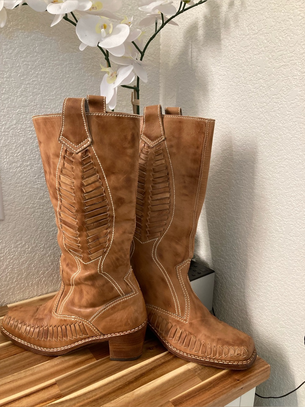 Women's Tan Western Pull-On Leather Boots Women’s Sz11